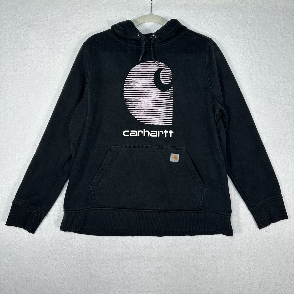 Carhartt Youth XL‎ Hoodie Black Relaxed Fit Graphic Pullover Gorpcore Streetwear